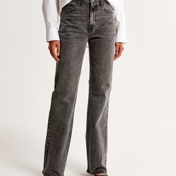 Abercrombie & Fitch Denim - Abercrombie Fitch Womens High Rise 90s Relaxed Jean Size 34/18R Grey Curve Love